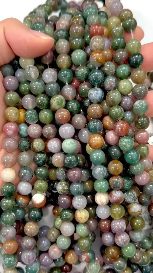 Perlas de Ágata india de 8mm en hilo de 40cm