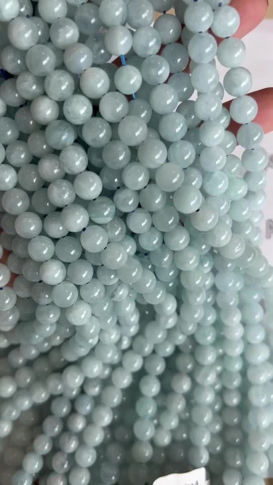 Perlas de Aguamarina A de 7-8mm en hilo de 40cm