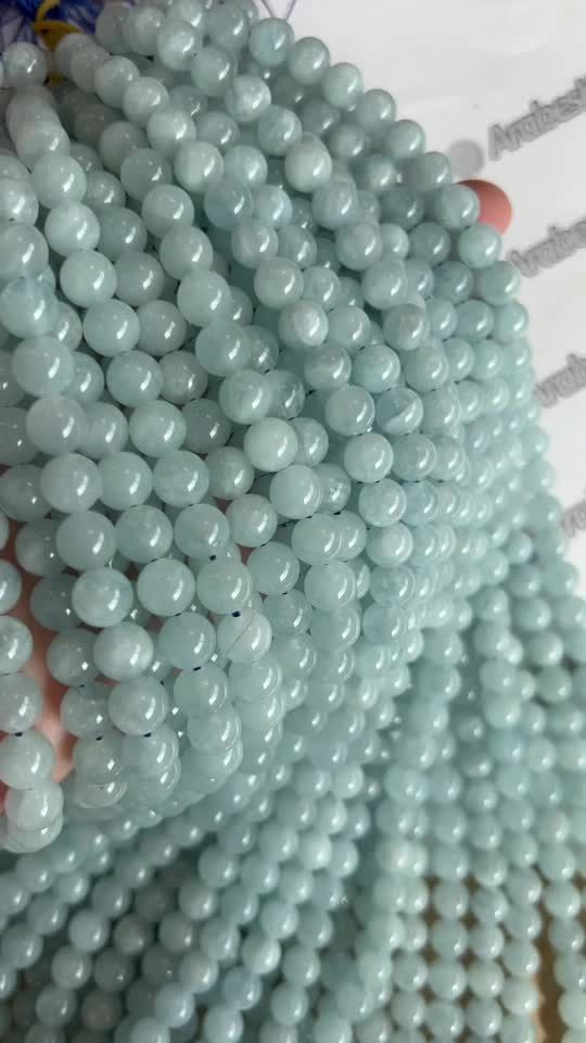 Perlas de Aguamarina AA de 8mm en hilo de 40cm