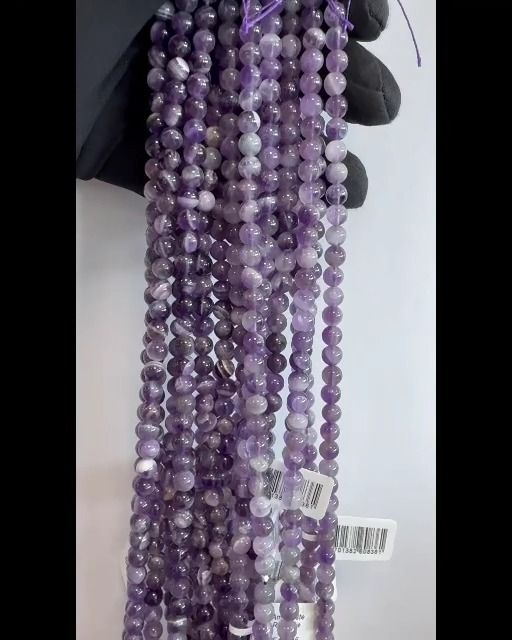 Perlas de Ametista rubana A de 6mm en hilo de 40cm