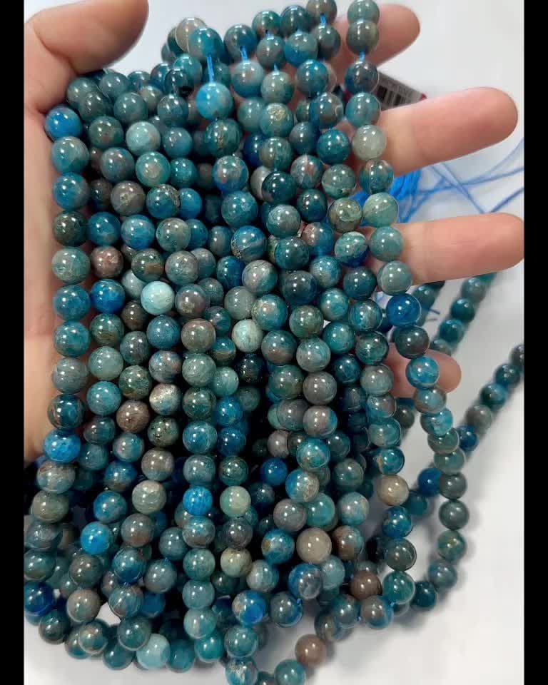 Cuentas de Apatita azul de 8 mm en hilo de 40 cm