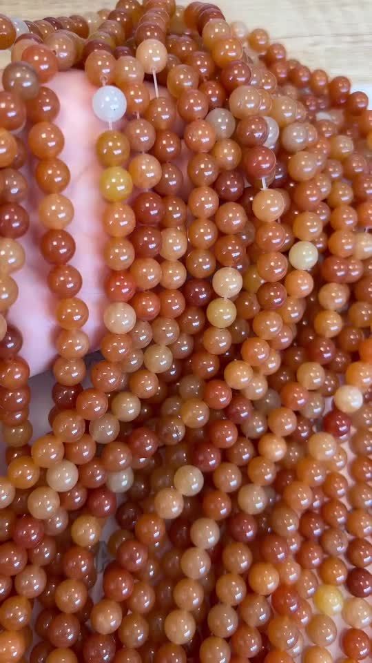 Perlas de Aventurina Naranja A de 8mm en hilo de 40cm