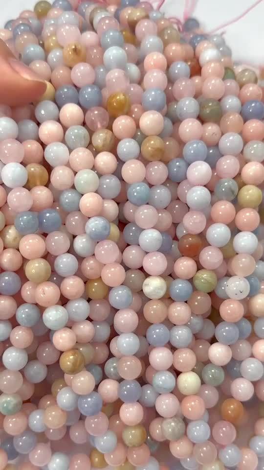 Perlas de Beryls Aguamarina & Morganita A de 7-8mm en hilo de 40cm
