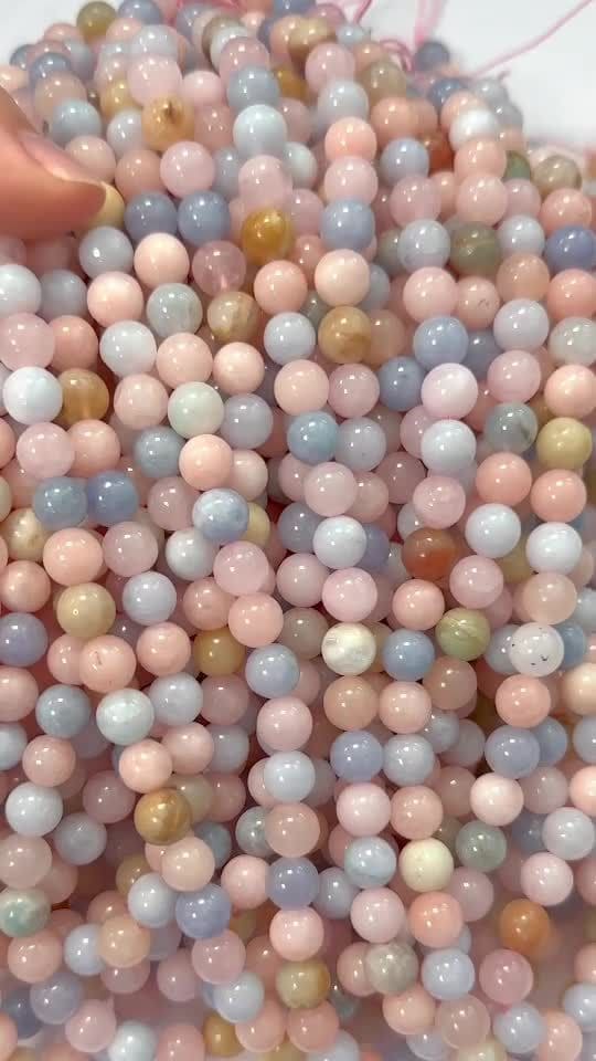 Berilos aguamarina y morganita A cuentas de 8-9 mm en hilo de 40 cm