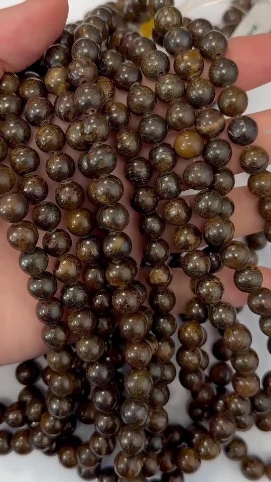 Perlas de Broncita A de 8mm en hilo de 40cm