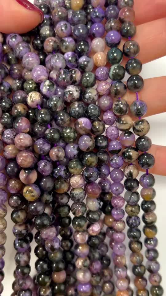 Perlas de Charoïte A de 6.5-7.5mm en hilo de 40cm