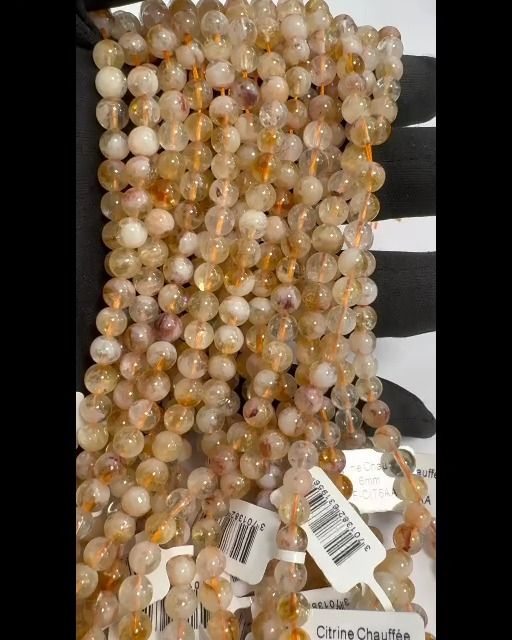 Perlas de Citrino calentado AA de 6mm en hilo de 40cm