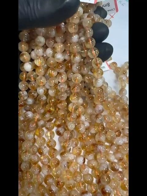 Cuentas de citrino A calentadas de 7-8 mm en alambre de 40 cm