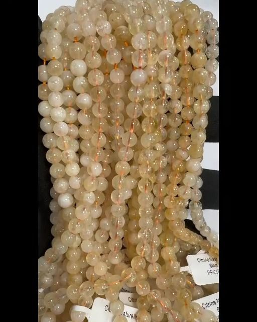 Perlas de Citrino Natural de 6mm en hilo de 40cm