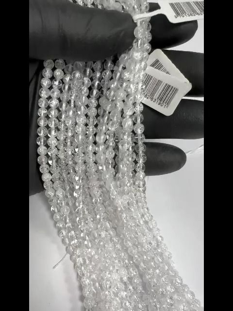 Perlas de Crack de Cristal de Roca A de 4mm en hilo de 40cm