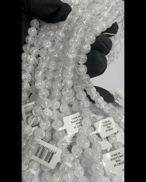 Perlas de Crack de Cristal de Roca A de 8mm en hilo de 40cm
