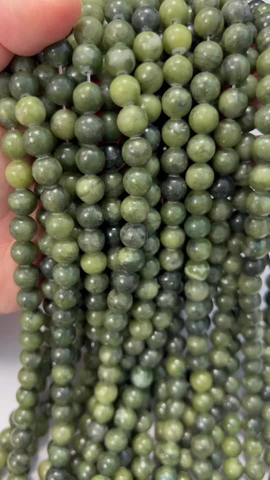 Perlas de Jade Nephrite A de 8mm en hilo de 40cm