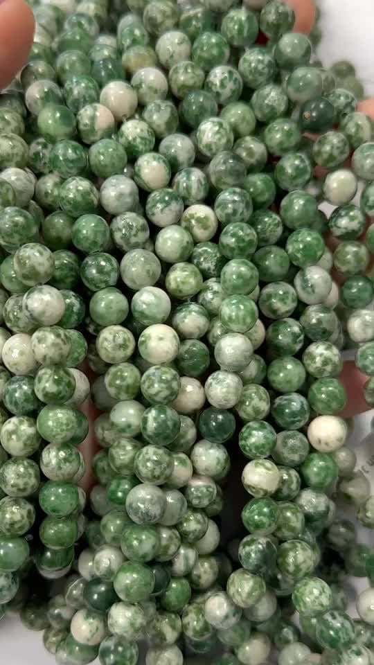 Perlas de jade verde A de 8mm en hilo de 40cm