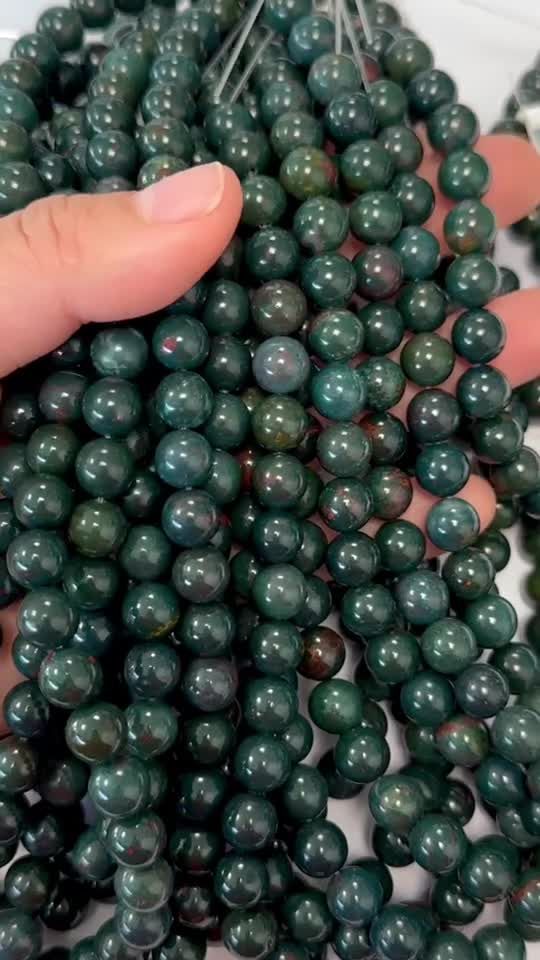 Perlas de Jaspe heliotropo Bloodstone de 8mm en hilo de 40cm