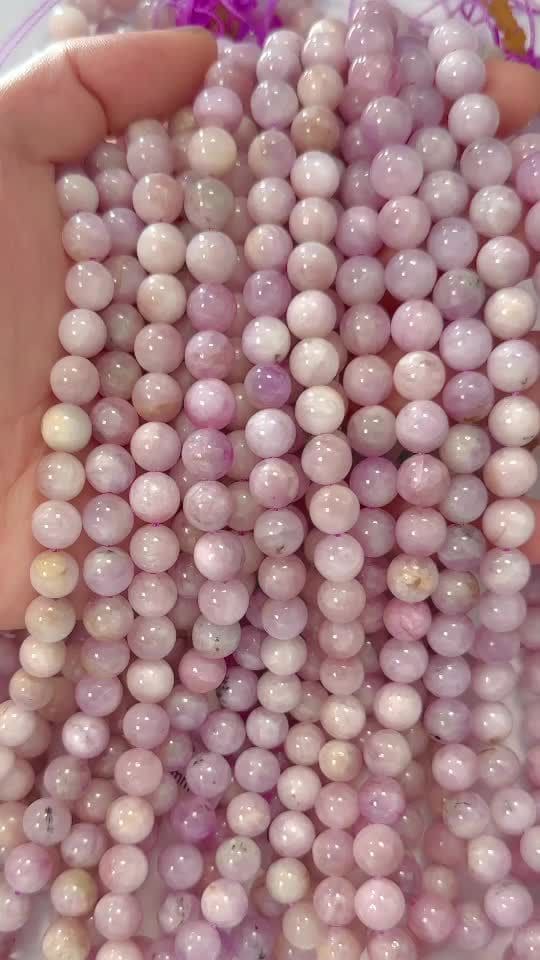 Perlas de Kunzite AB de 8mm en hilo de 40cm