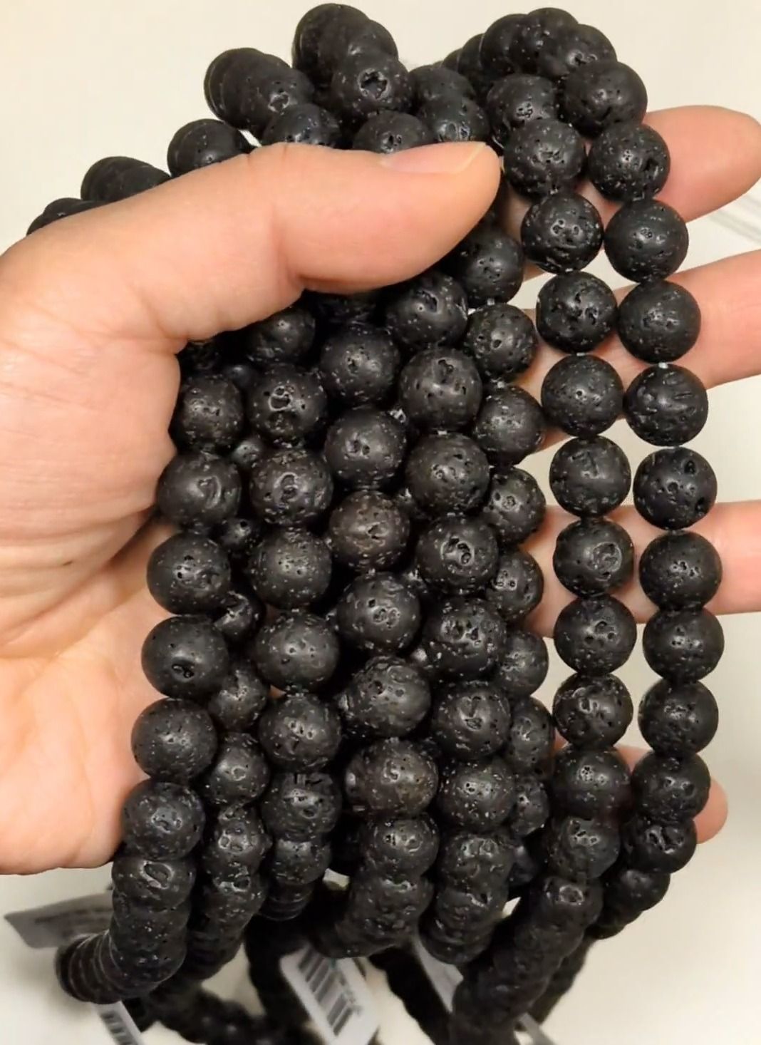 Perlas de piedra de lava A de 10mm en hilo de 40cm