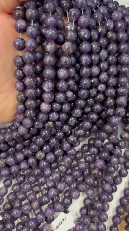 Perlas de Dark Lepidolita A de 8mm en hilo de 40cm