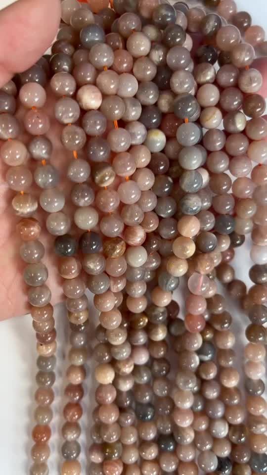 Perlas de oscuro piedra de luna Adularia multicolor A de 8mm en hilo de 40cm