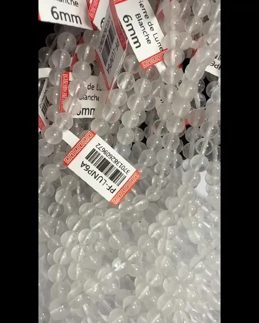 Peristerita transparente de piedra lunar blanca, cuentas de 6 mm en hilo de 40 cm