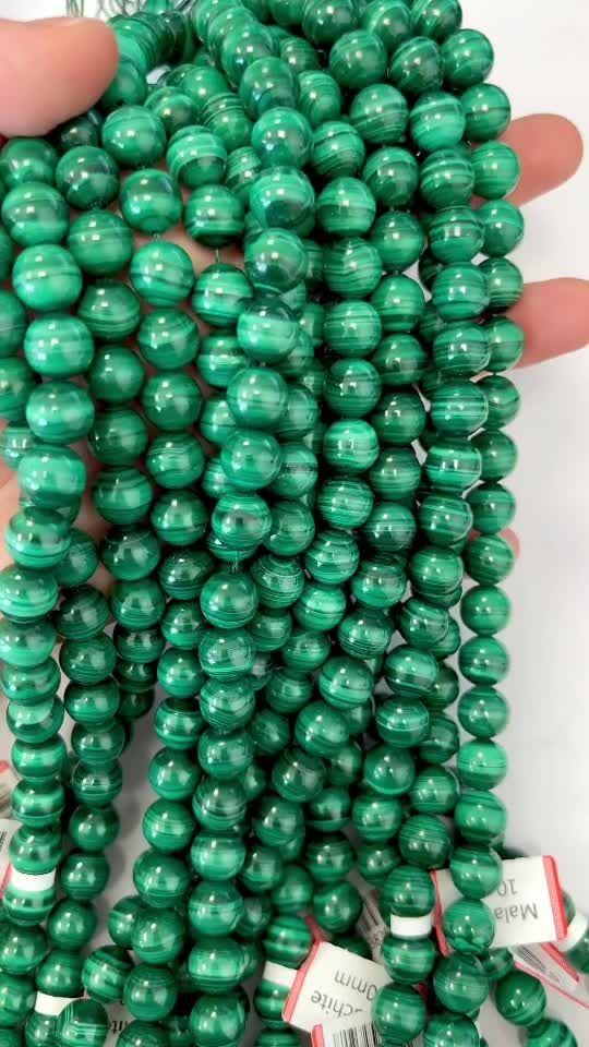 Perlas de malaquita AA de 10mm en hilo de 40cm
