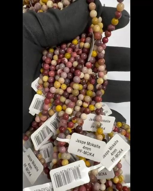Perlas de Jaspe Mokaite A de 4mm en hilo de 40cm