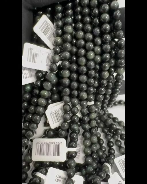 Perlas de Obsidiana Ojo Celestial AA de 6mm en hilo de 40cm