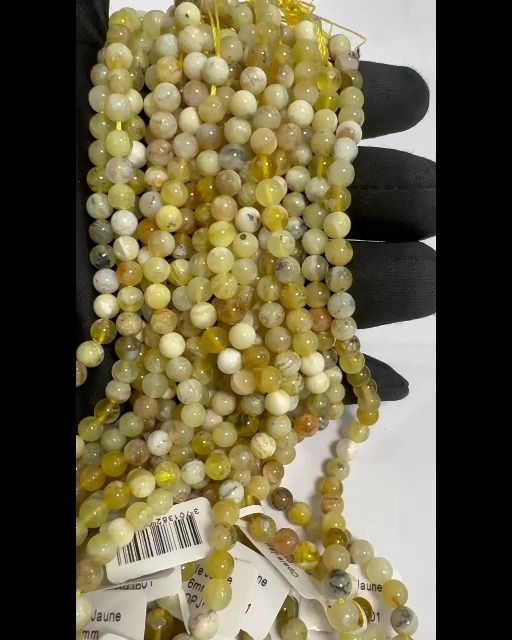 Cuentas de ópalo amarillo A de 6 mm en hilo de 40 cm