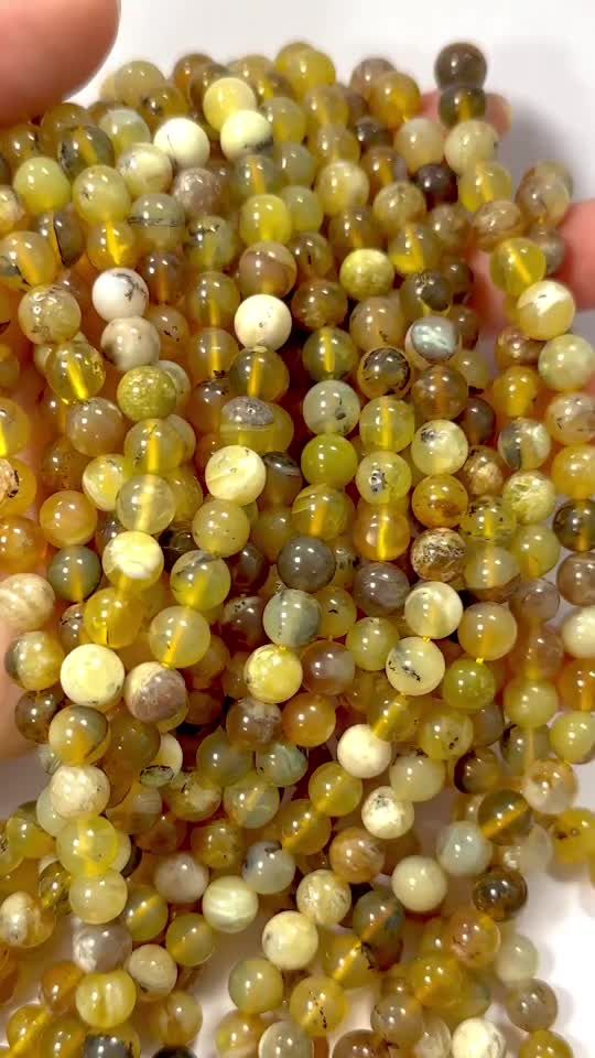 Perlas de Opalo Amarillo de 8mm en hilo de 40cm