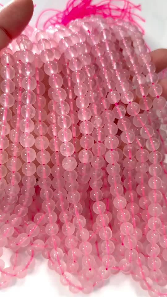 Perlas de cuarzo rosa A 8mm en hilo 40cm.