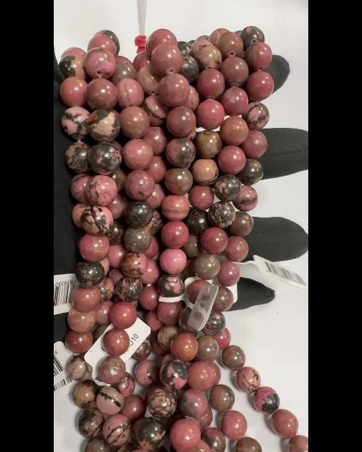 Perlas de Rhodonite de 10mm en hilo de 40cm