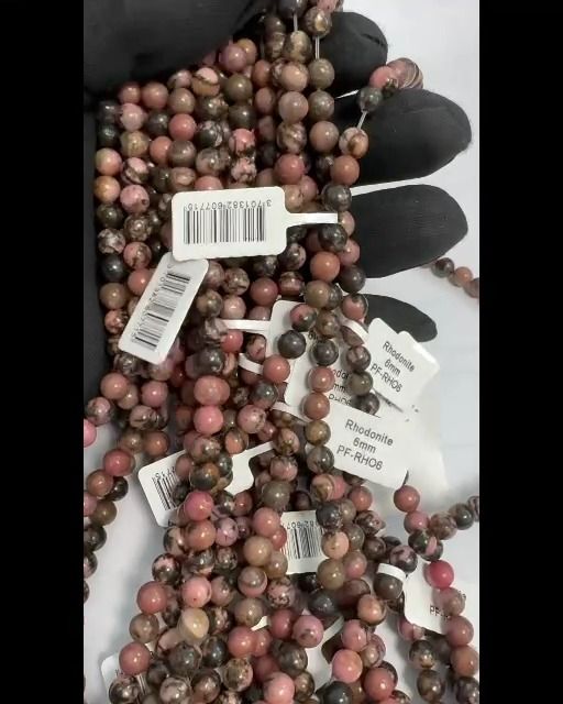 Perlas de Rhodonite de 6mm en hilo de 40cm