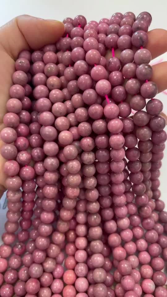 Perlas de Rhodonite A de 8mm en hilo de 40cm