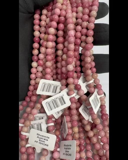 Perlas de Australiana Rhodonite A de 6mm en hilo de 40cm