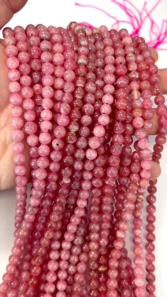 Perlas de Rhodochrosite AAA de 6-7mm en hilo de 40cm