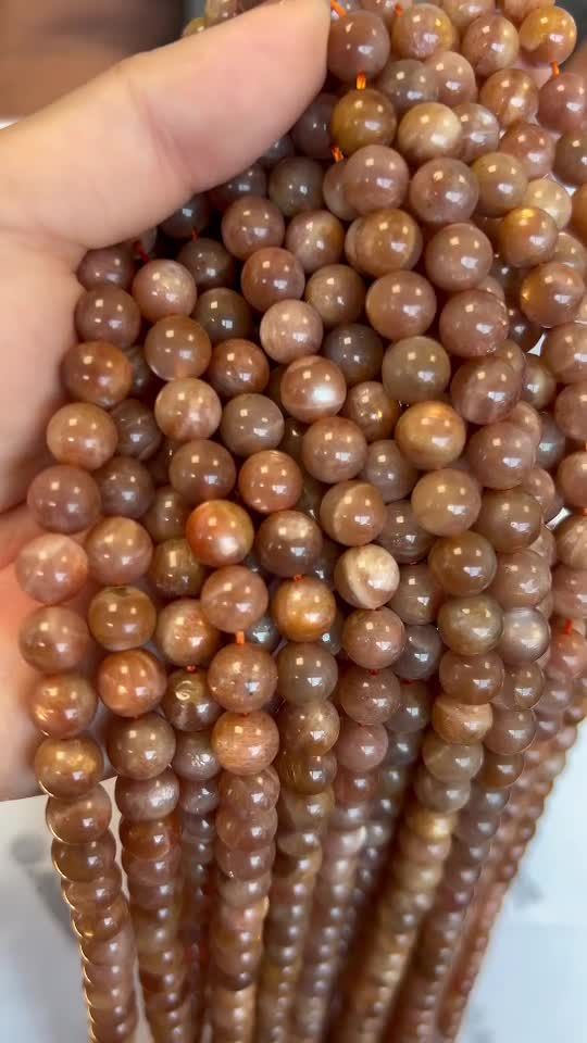 Perlas de Piedra del Sol Dorado AA de 8mm en hilo de 40cm